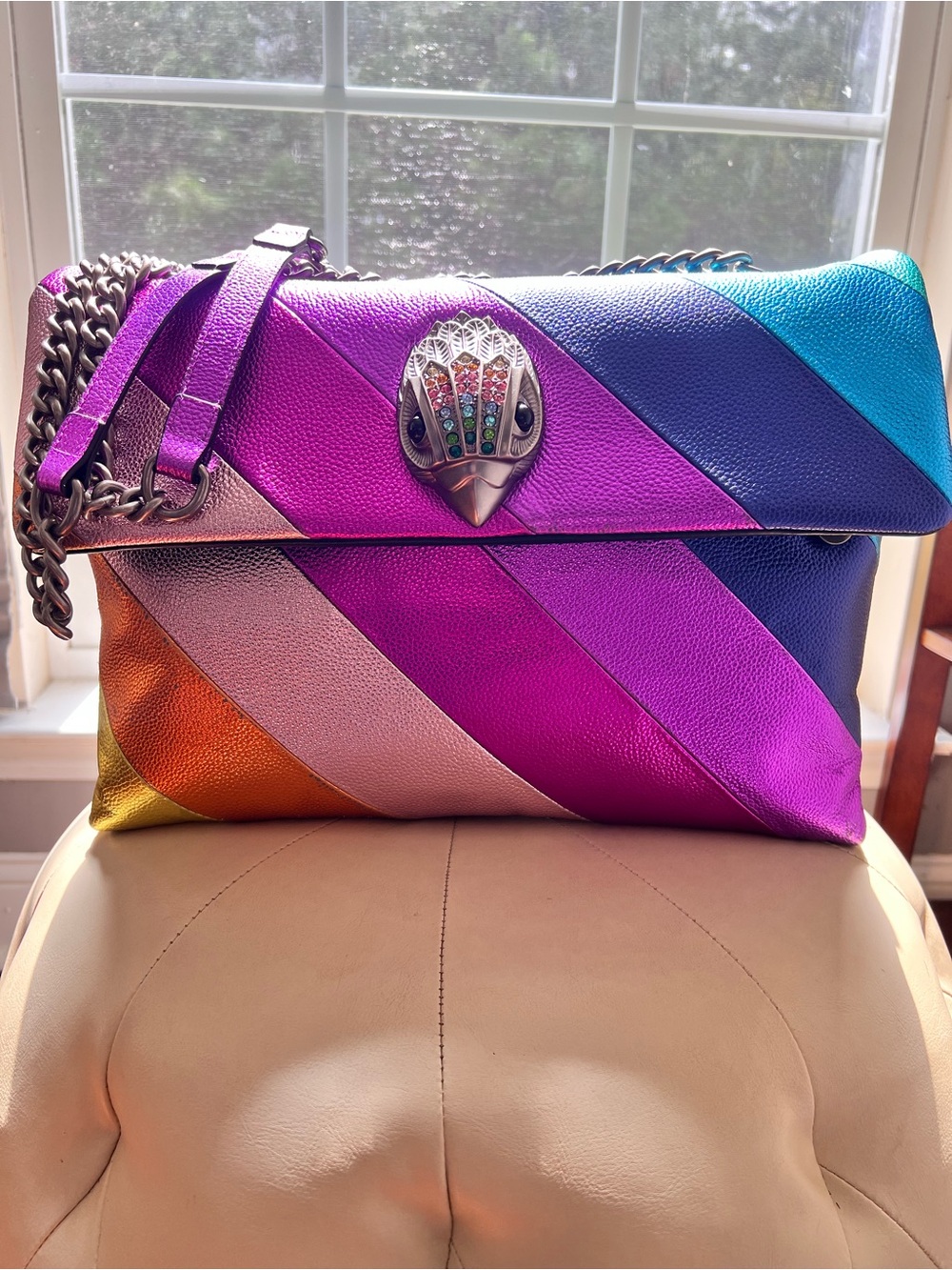 Kurt Geiger Multicolor Leather Kensington Rainbow Bag